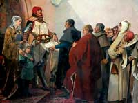 Octroi de la charte de franchise par Renaud de Bourgogne, tableau par ALbert Maignan